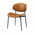 Chaise de salle à manger sans accoudoirs 50 x 56 x 82 cm en cuir PU cognac et acier noir pieds inclinés