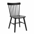 Chaise de salle à manger en hévéa massif noir dossier à barreaux 45 x 52 x 88 cm