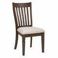 Chaise de salle à manger 48 x 54 x 96 cm en bois d'hévéa massif brun noyer avec assise en polyester beige