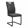 Chaise de salle à manger cantilever 45 cm x 55 cm x 96 cm en microfibre polyester gris anthracite et acier thermolaqué noir structure luge