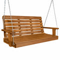 Banc balançoire de jardin suspendu 150 x 65 x 60 cm bois d’acacia massif chaînes acier galvanisé marron naturel