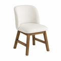 Chaise de salle à manger 48 x 55 x 84 cm en tissu polyester bouclé crème et bois d'hévéa massif naturel